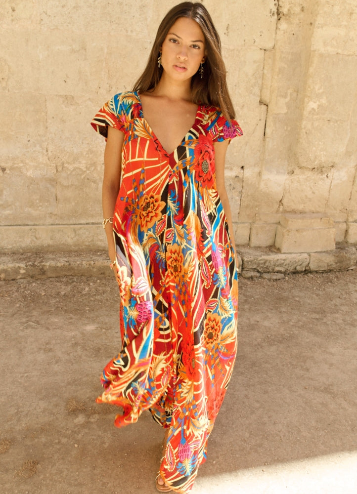 Positano Rojo Long Dres : Red