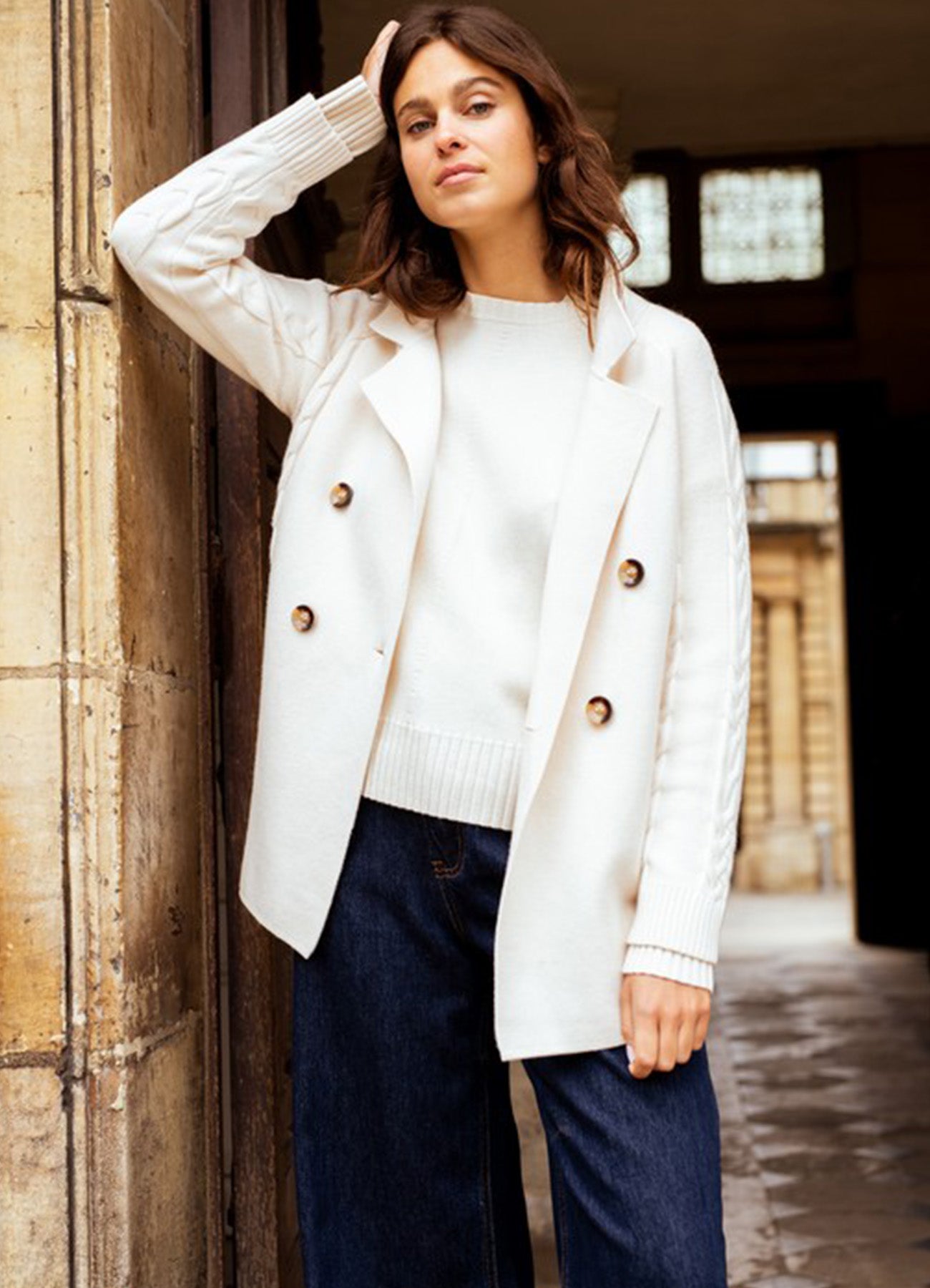 Veste En Maille : Cream