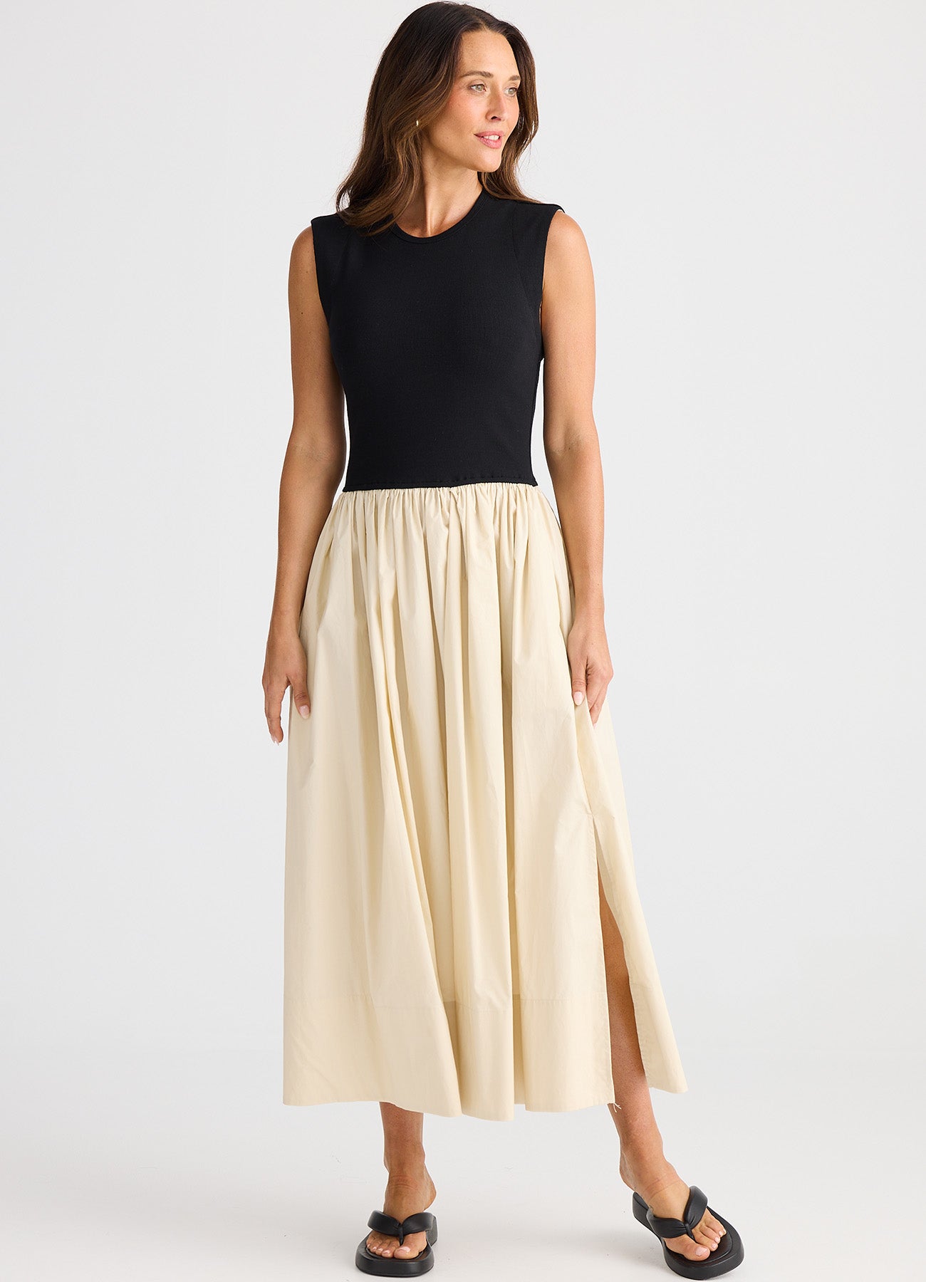 Daphne Dress : Ecru W Black