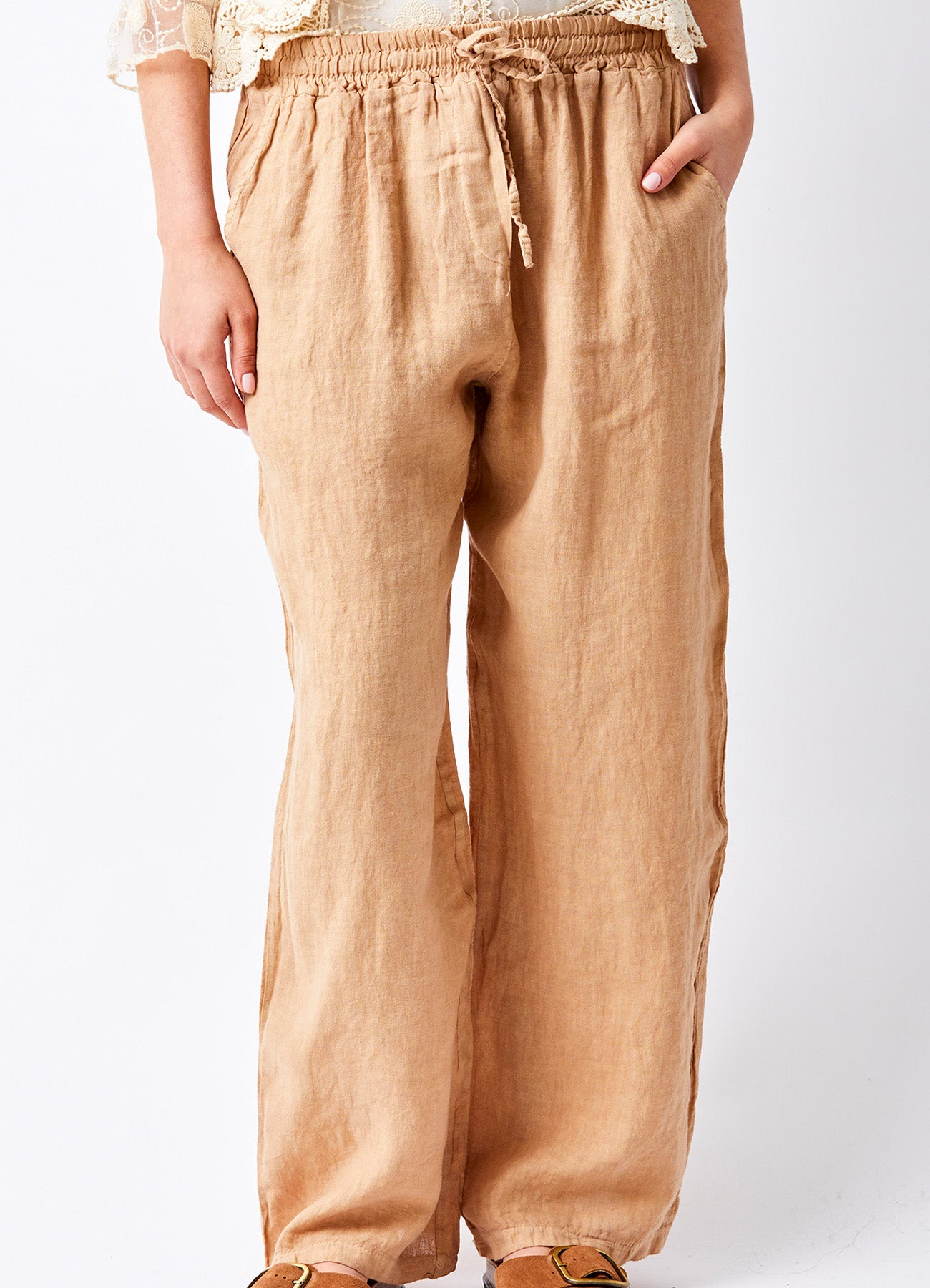 Lauren Drawstring Linen Palazzos : Acorn