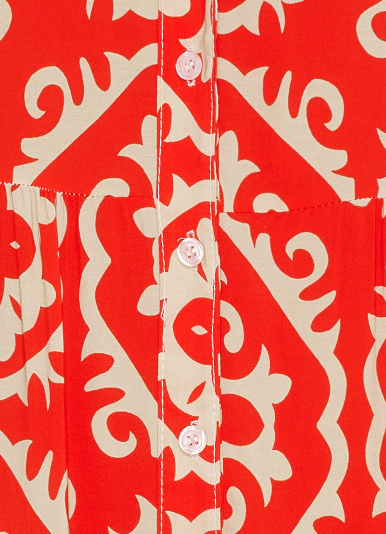 Lucie Dress : Red/Beige