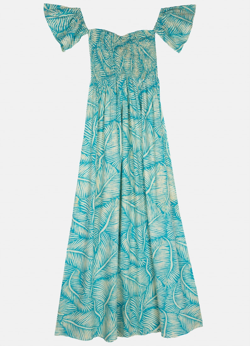 Palm Aqua Long Dress : Aqua