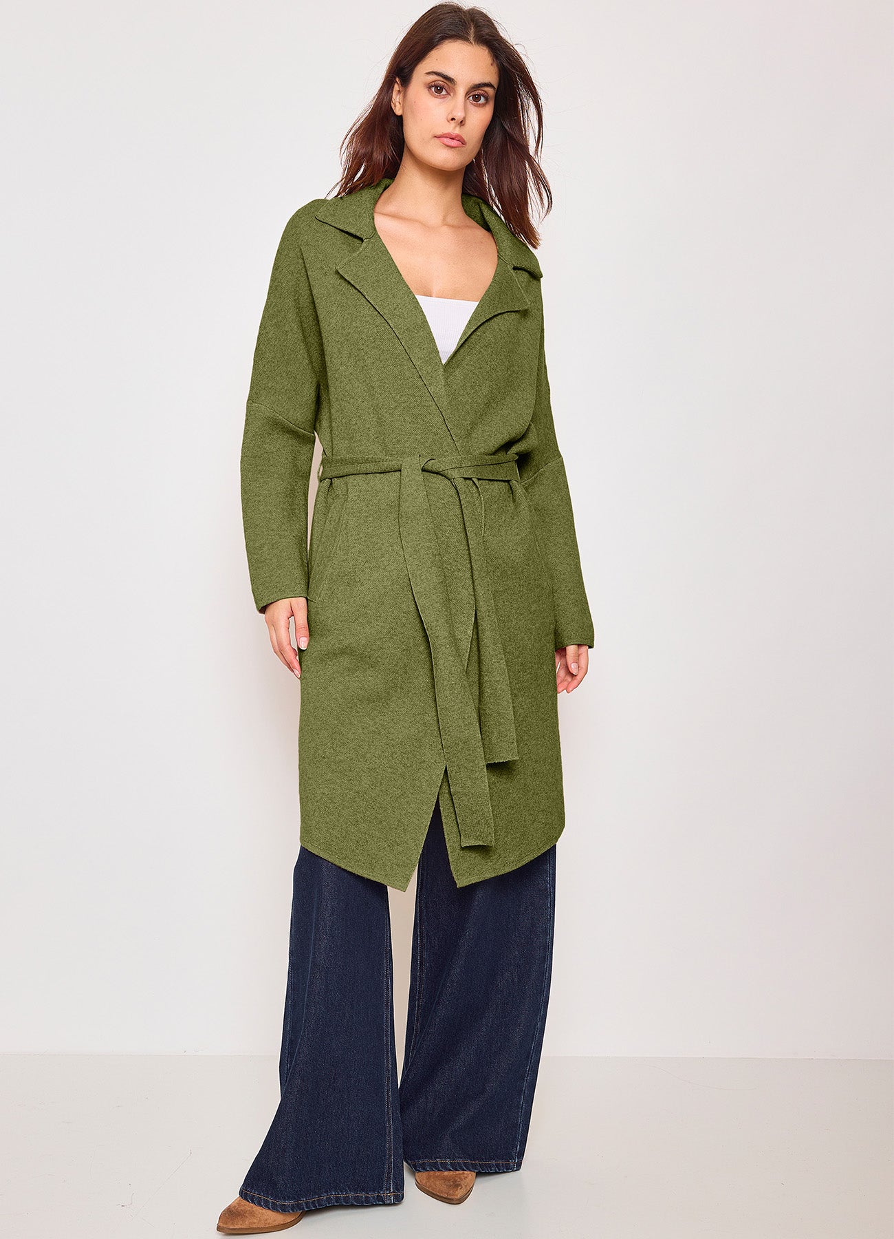 Pull Col V Oversize : Khaki