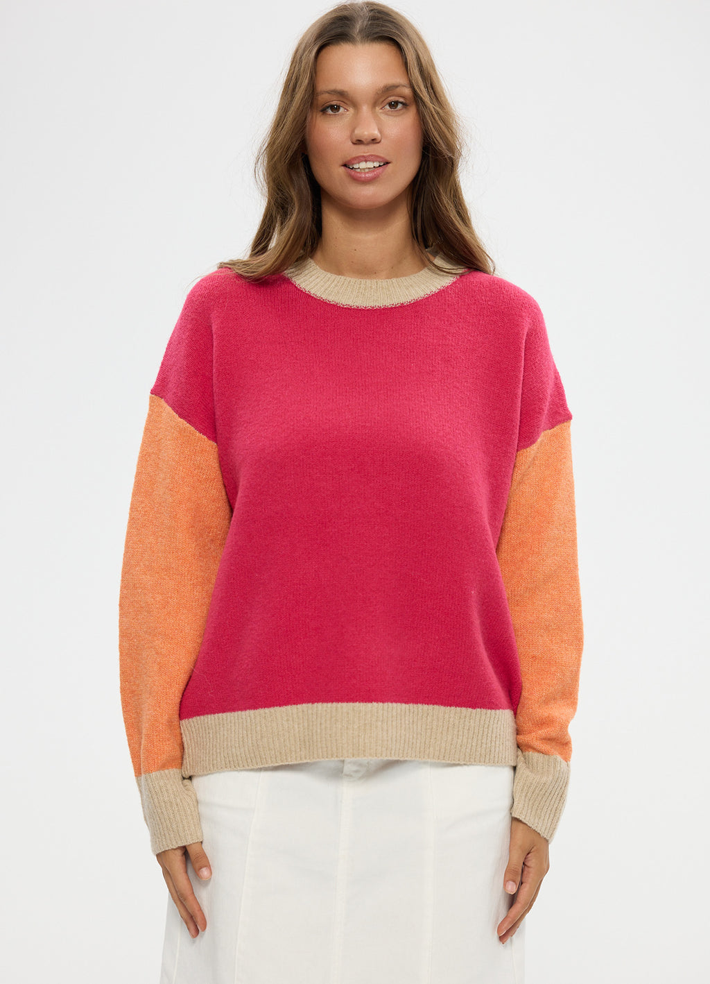 Overboard Knit : Magenta Multi Stripe