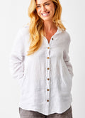 Soraya Linen Long Shirt With Side Pockets : White