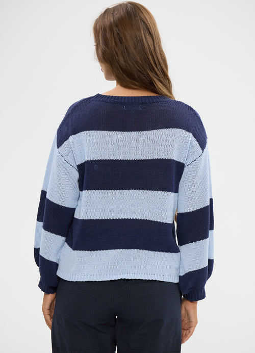Driftwood Knit : Navy W Pale Blue