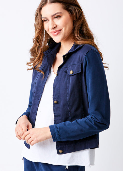 Billie Jacket With Stretch Jersey Back & Sleeves : Navy