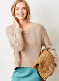 Wolfie Curved Hem Cotton Knit Sweater : Taupe