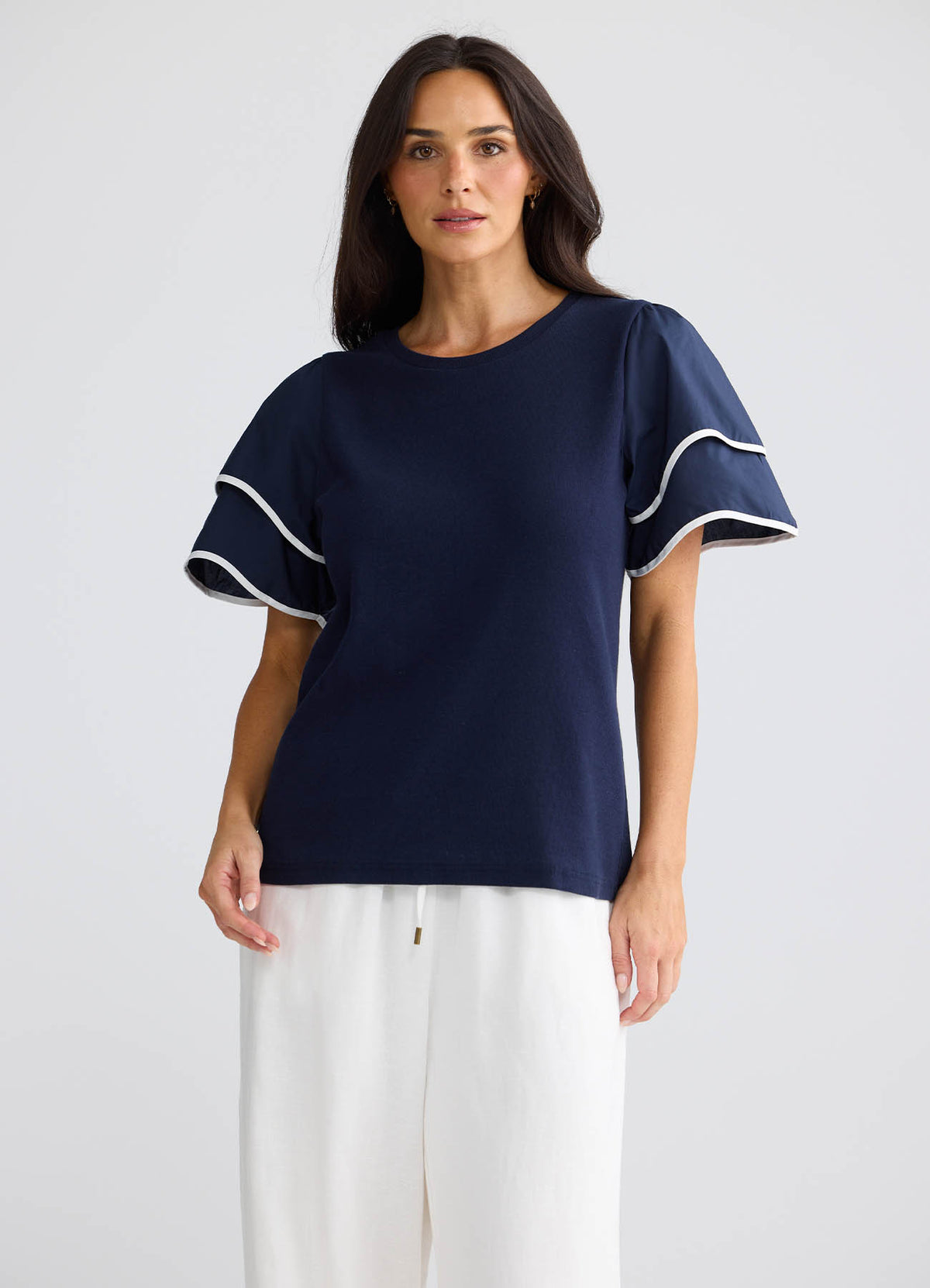Courtney Tee : Navy W White