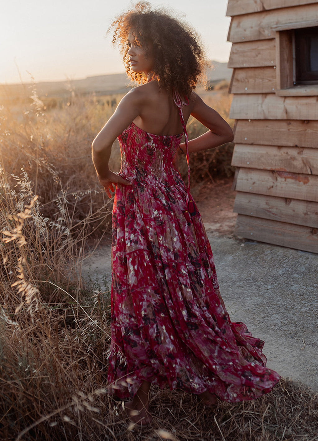 Smocking Long Dress : Red