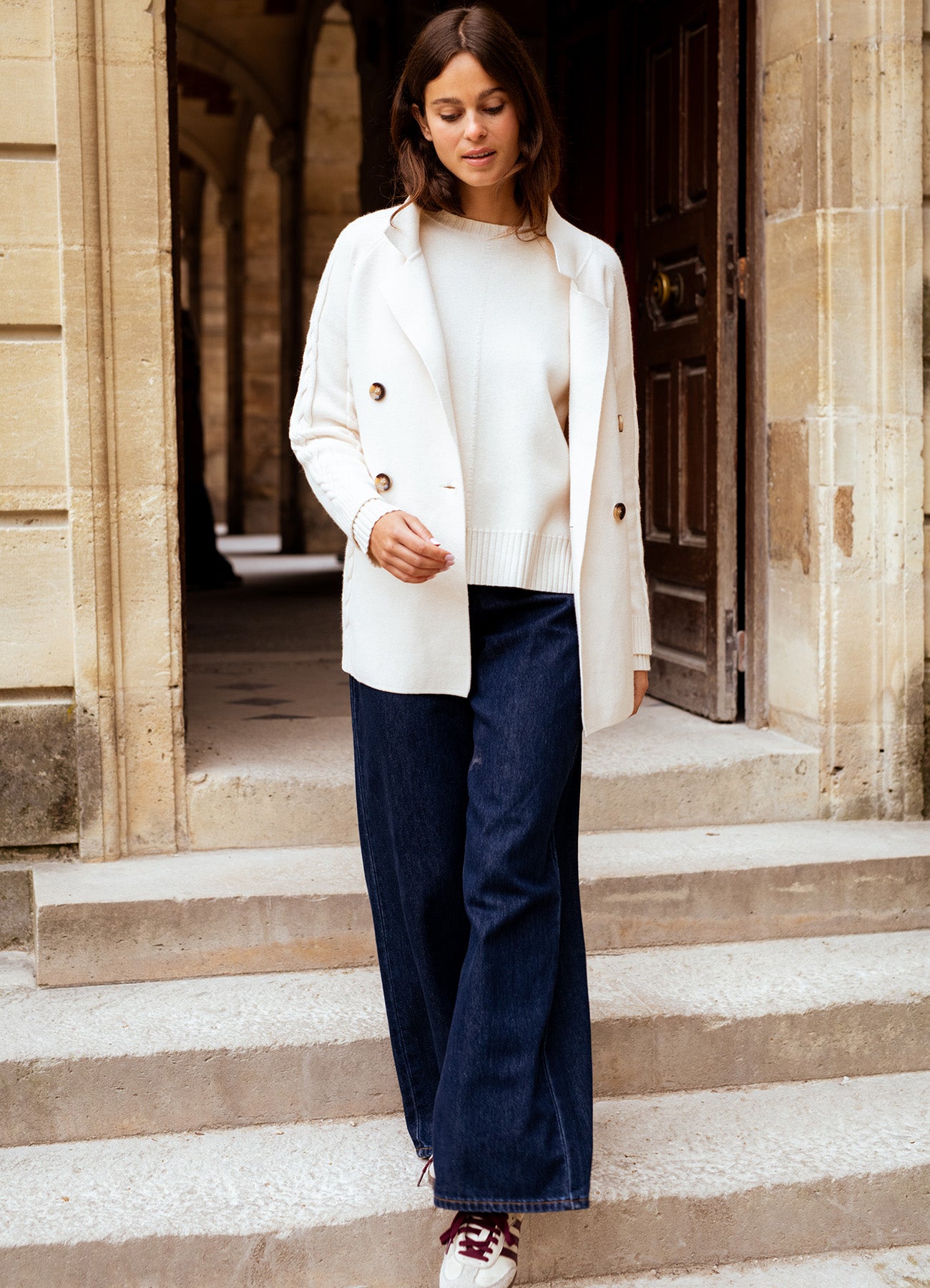 Veste En Maille : Cream