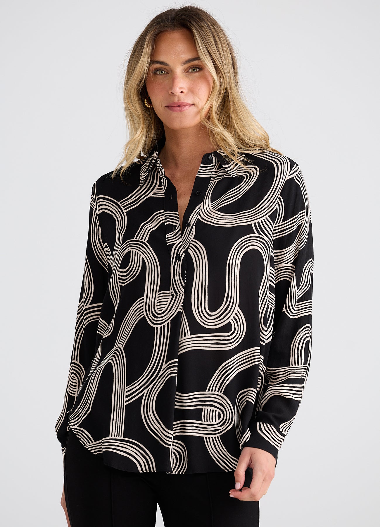 Astrid Shirt : Ink Lines Print