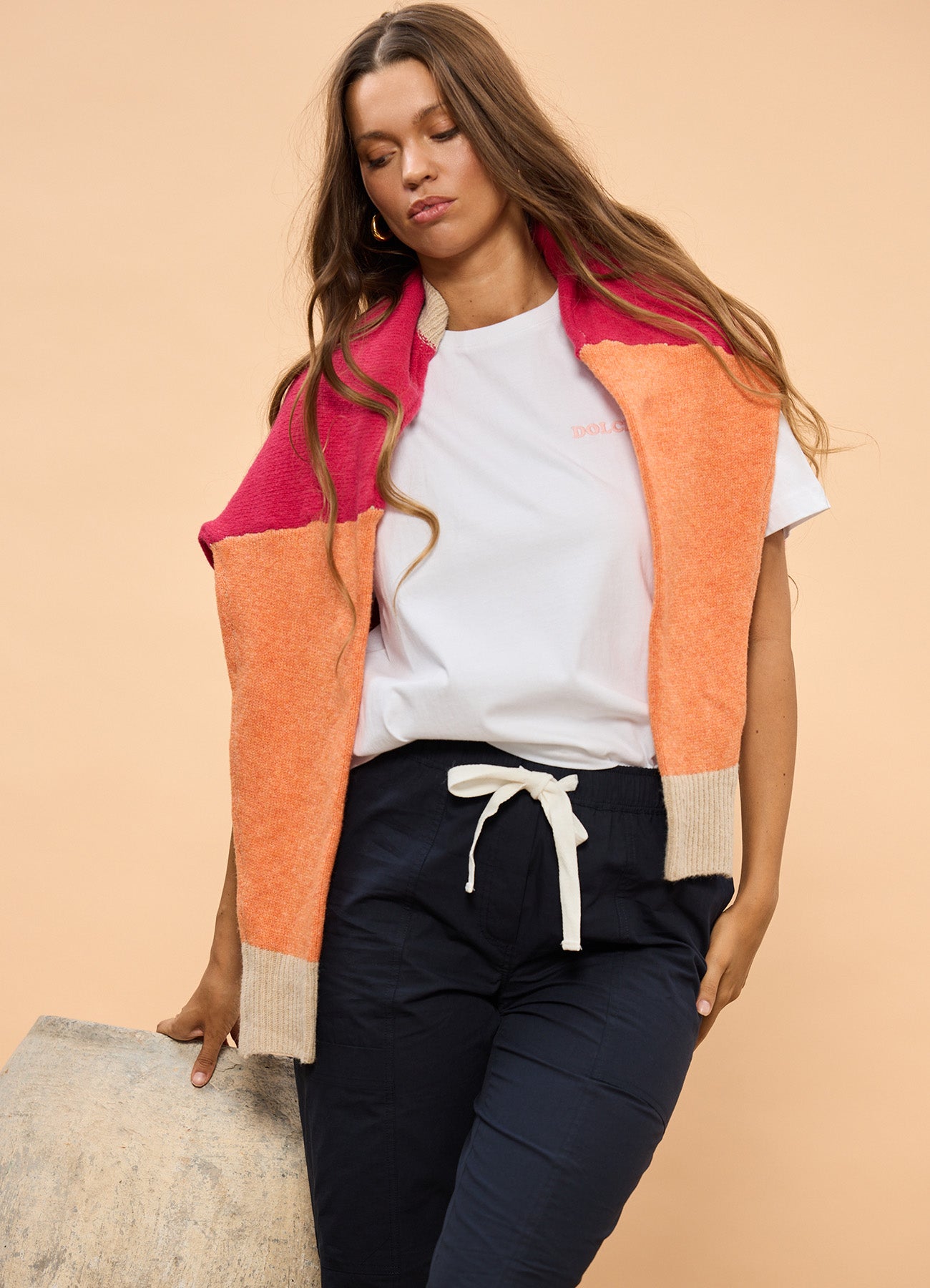 Overboard Knit : Magenta Multi Stripe