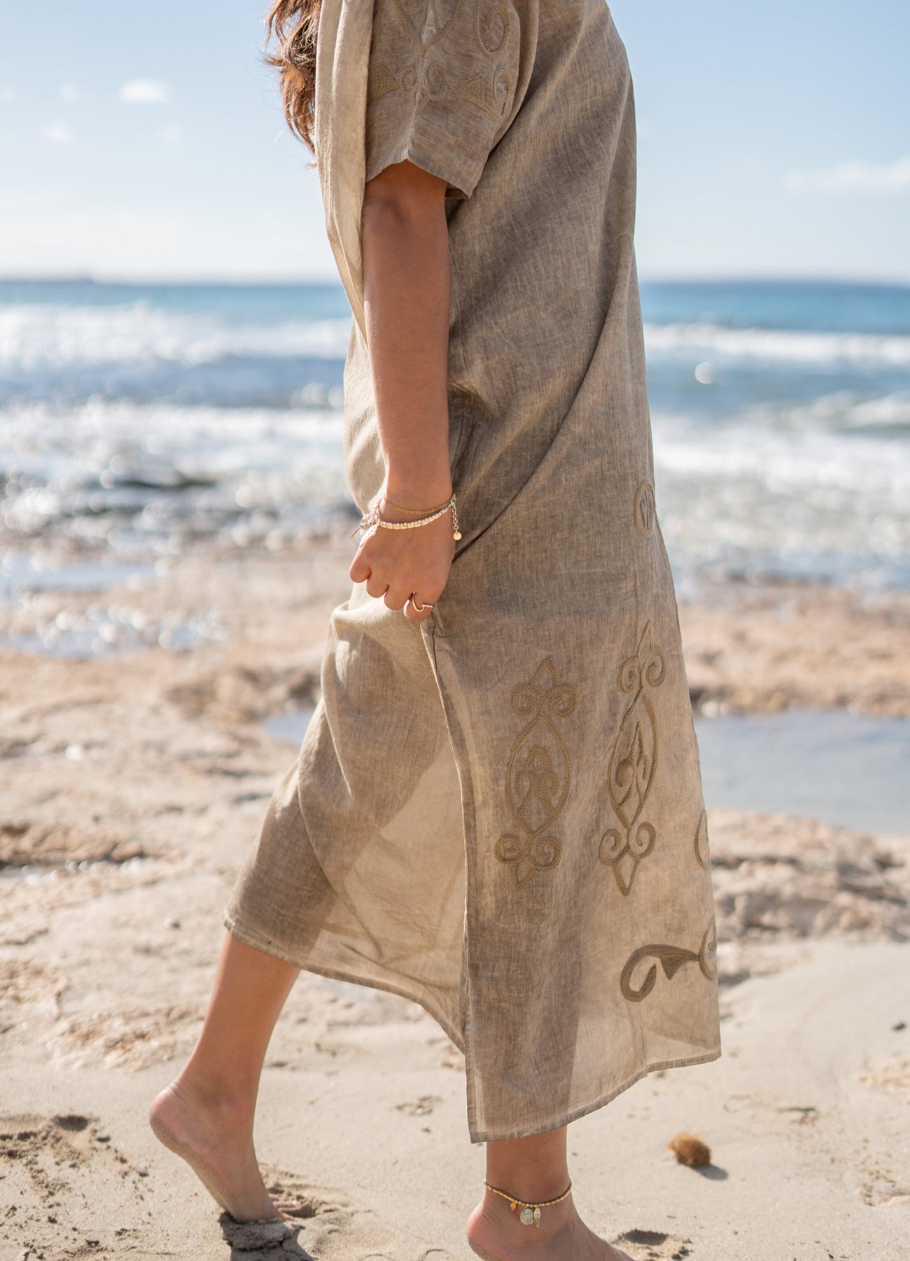 Kaftan Golden Flo Taupe : Taupe