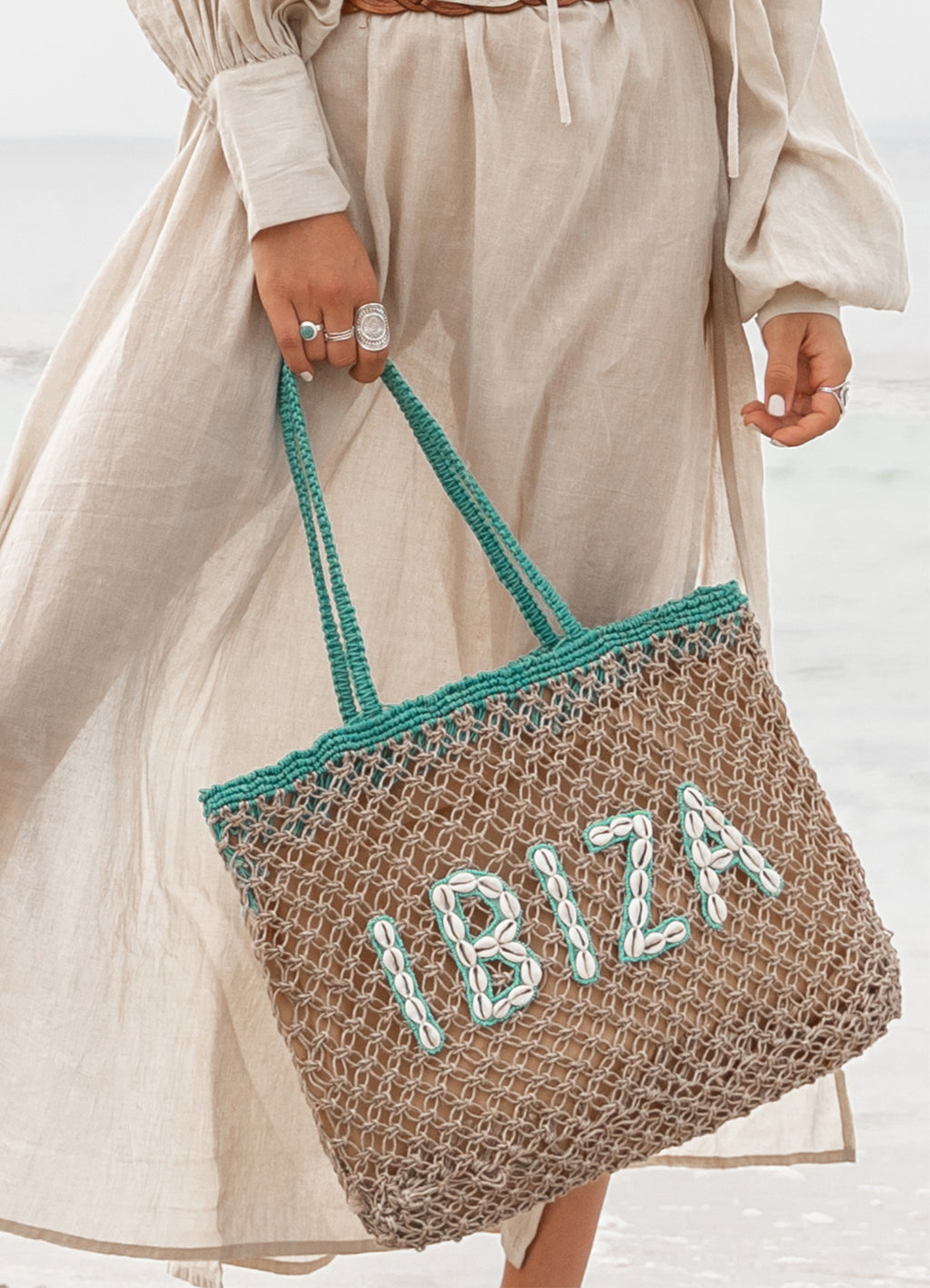 Beach Bag Seashell Ibiza Aqua : Aqua