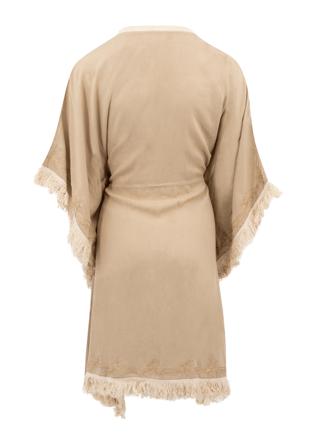 Short Kimono Fringe Fresco Light Taupe : Light Taupe