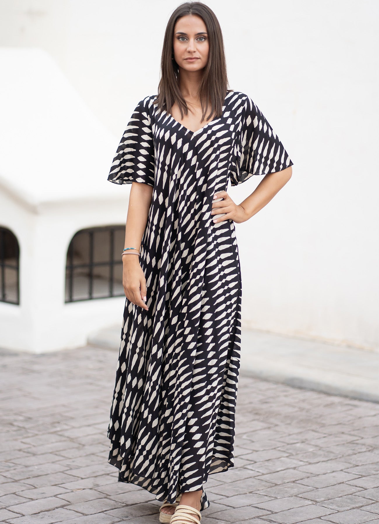 Long Dress : Black/Beige