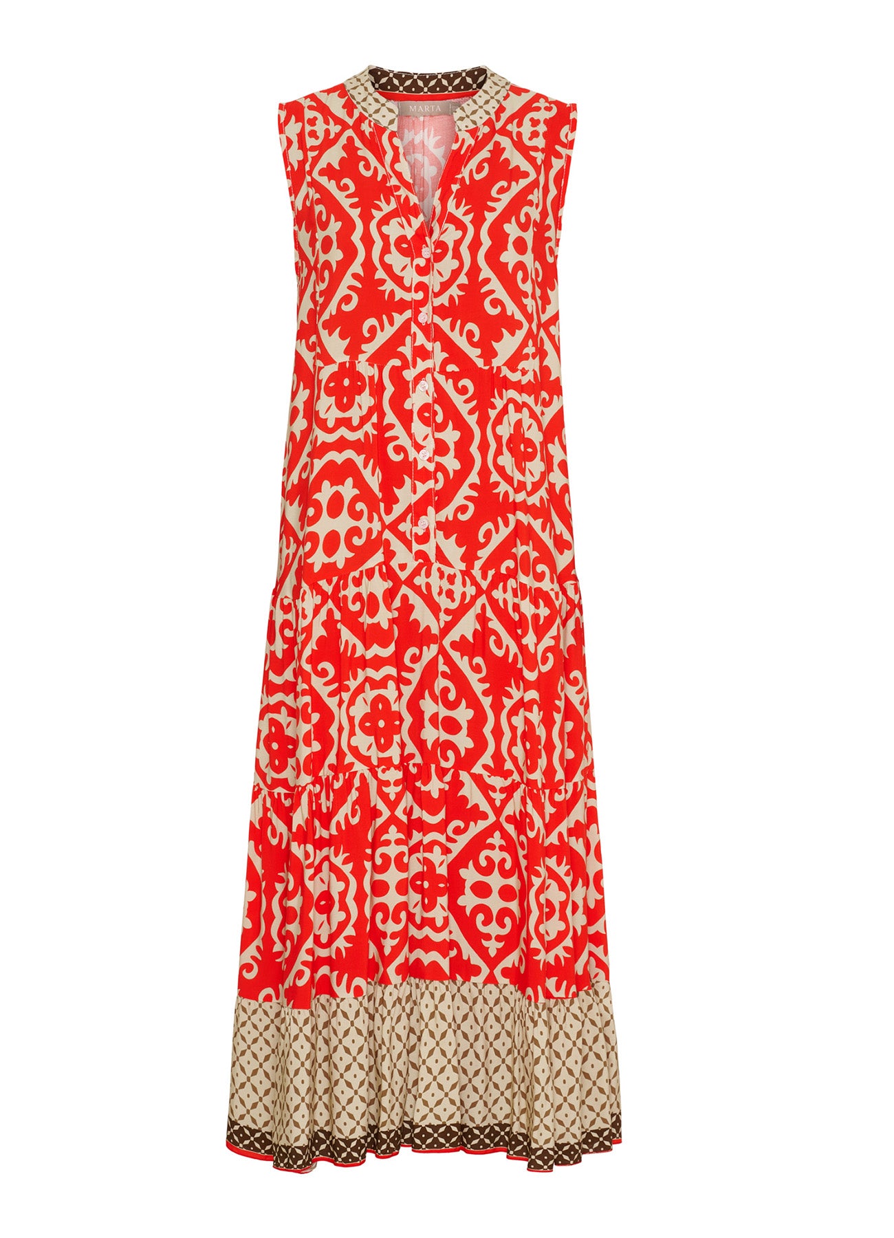 Lucie Dress : Red/Beige
