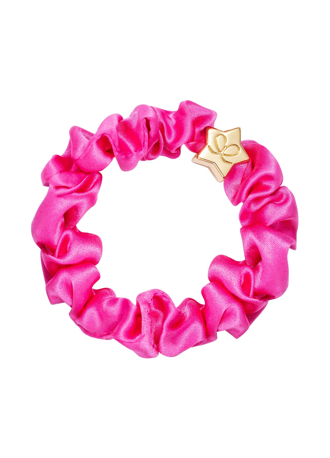 Gold Star Silk Scrunchie : Bubblegum Pink