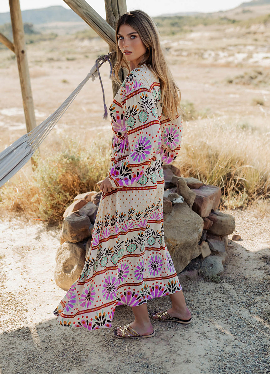 Long Dress Long Sleeves : Multicolor