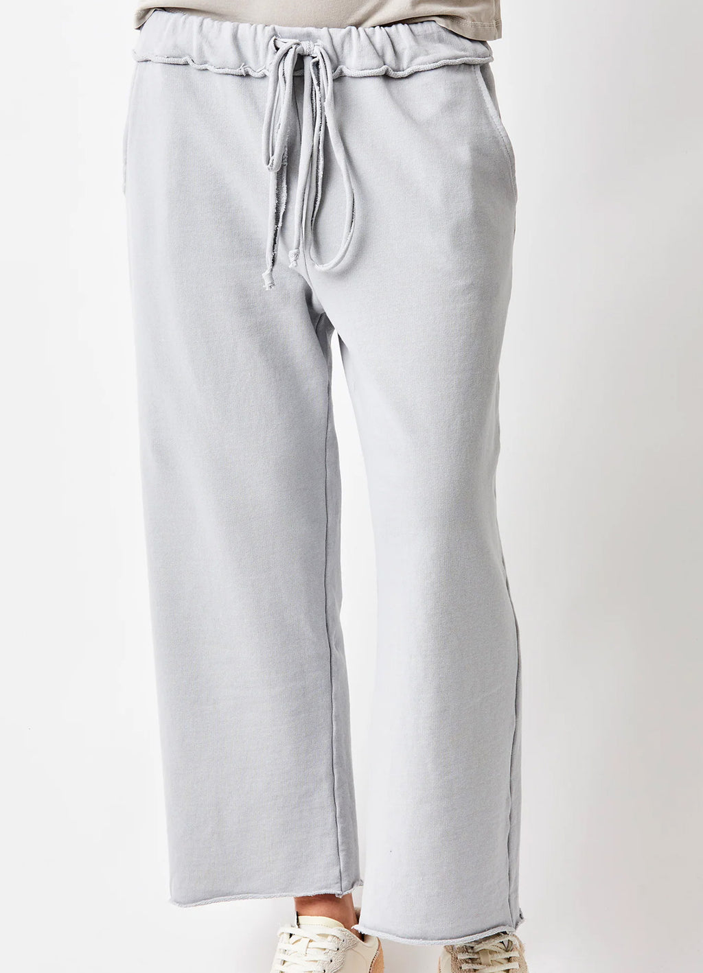 Windy Wide Leg Cropped Joggers : Fossil Grey
