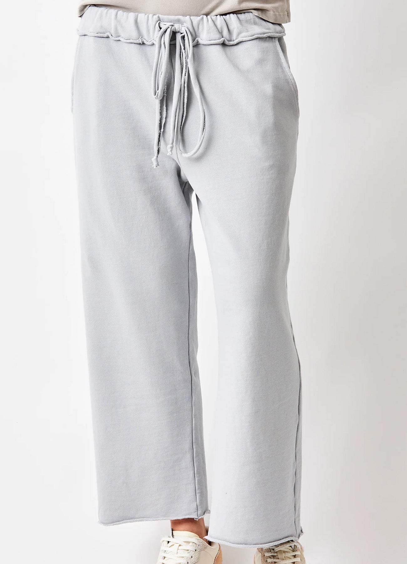 Windy Wide Leg Cropped Joggers : Fossil Grey