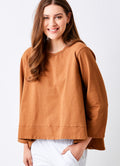 Maven Hi Lo Front Flared Sweat : Pecan