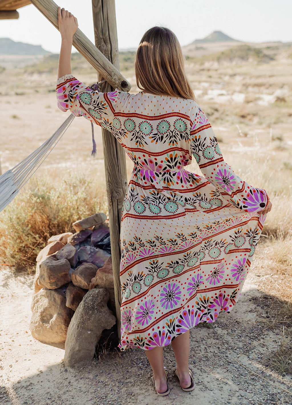 Long Dress Long Sleeves : Multicolor