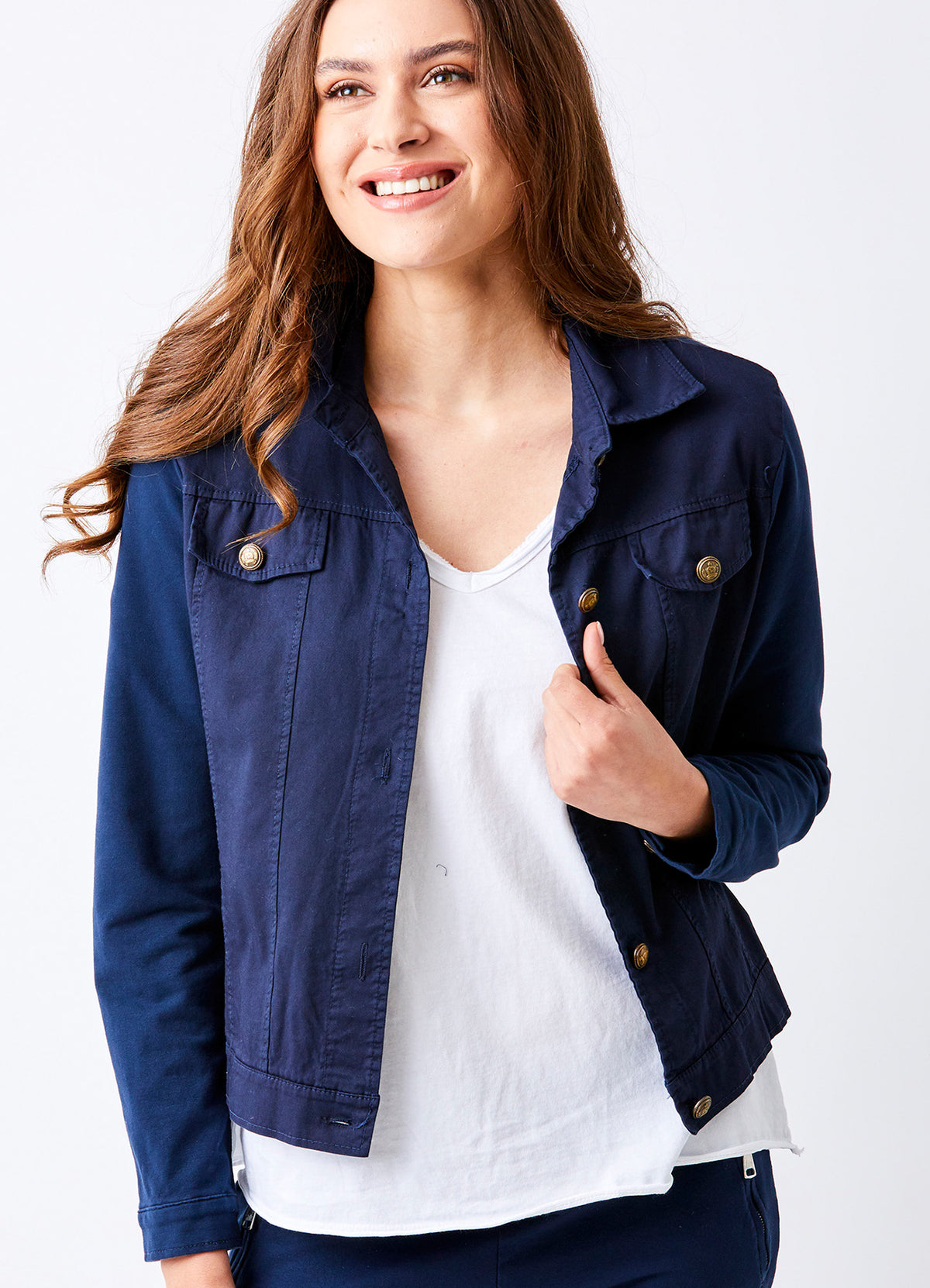 Billie Jacket With Stretch Jersey Back & Sleeves : Navy