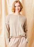 Wren Long Sleeve Knit With Trim : Sand