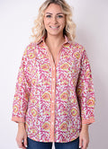 Chemise Coton Col V Block Print /Patch : 0900 Orange Clair