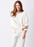 Werugia Oversize Raw Edge Sweatshirt With Splits : White