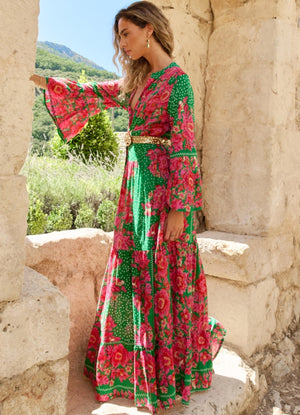 Hawai Verde Long Dress Long Sleeves : Green